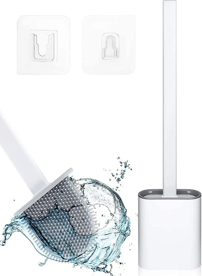 Roktry Silicone Toilet Brush with Holder No-Slip Long Handle Soft Silicone Bristles Wall Mounted Deep Cleaning Toilet Bowl Brush for Bathroom Toilet Brush (Pack of 1) - Image 1